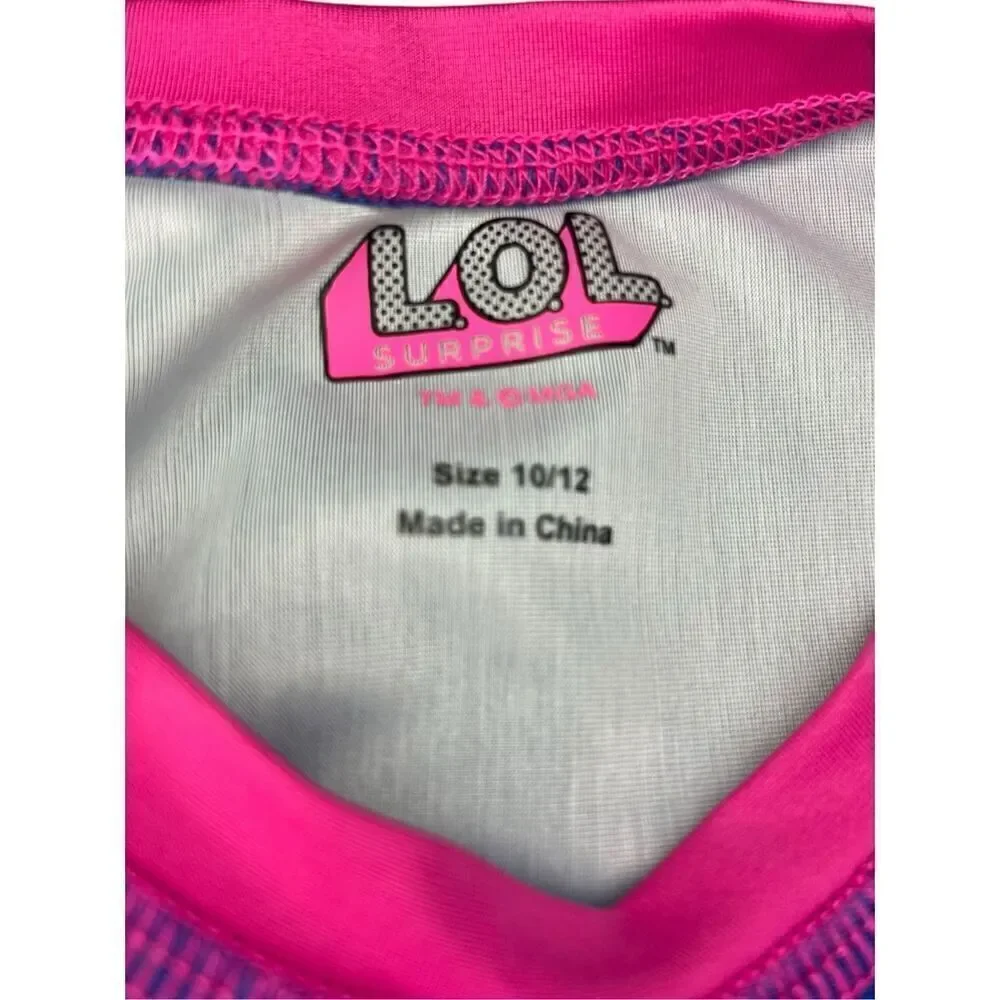 L.O.L. Surprise! 2 Piece Long Sleeve Rash Guard & Brief Bottom Swim Set Girls 10